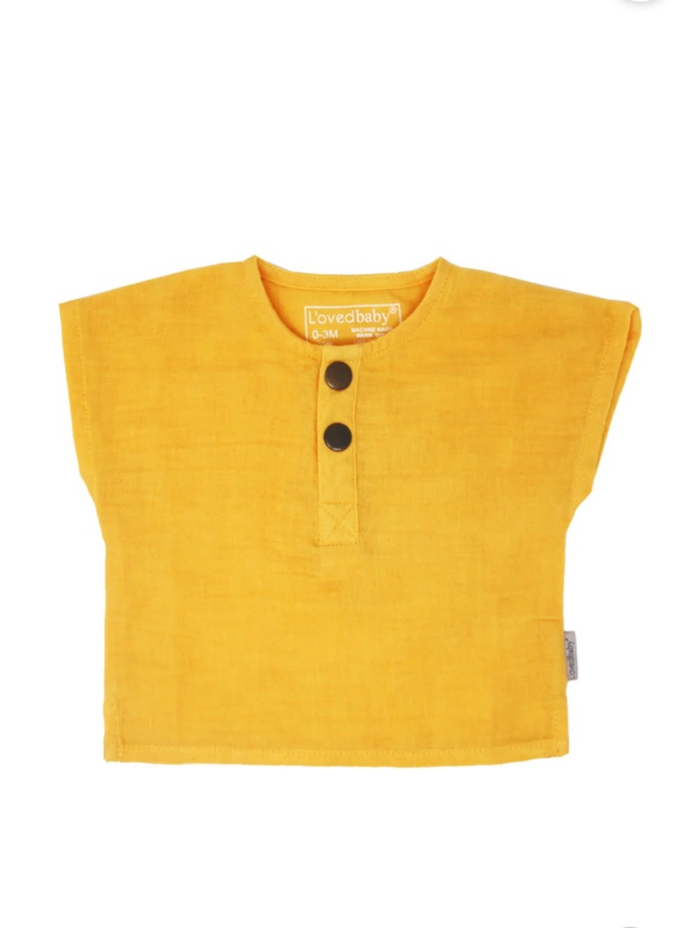 L'ovedbaby Saffron Yellow Organic Cotton Muslin Short Sleeve Tee